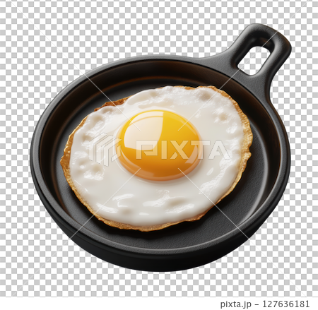 Egg fried 3d icon transparent PNG isolated on white background. 127636181