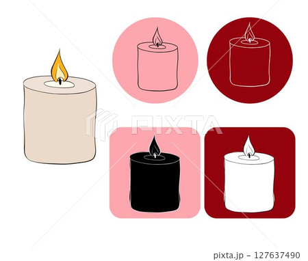 Candle logotype. Vector graphic line ink illustration. Silhouette sign for logo, print, comics, fashion, pop art, boards, design, stickers, decoration, posters Candle logotype. Vector graphic line ink illustration. Silhouette sign for logo, print, comics, fashion, pop art, boards, design, stickers, decoration, posters 127637490