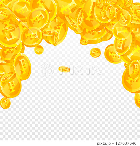 Swiss franc coins falling. Gold scattered CHF Swiss franc coins falling. Gold scattered CHF 127637640