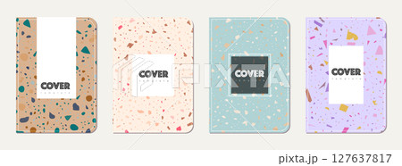 School notebook cover design. Terrazzo abstract 127637817