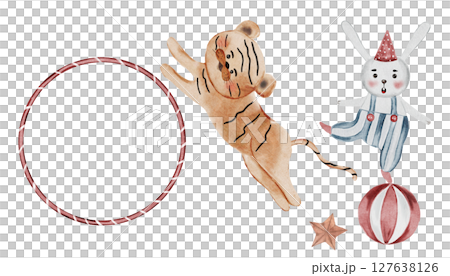 Circus watercolor. Hand drawn cute set. Clip...のイラスト素材 [127638126] - PIXTA