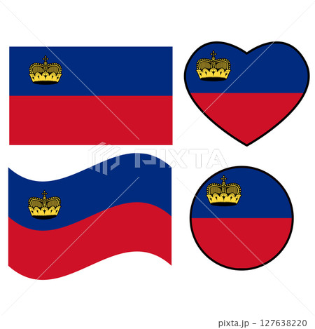 Liechtenstein flag on white background. Liechtenstein Round Country Flag. Waving flag of Liechtenstein. Circular Liechtenstein National Flag. flat style. Liechtenstein flag on white background. Liechtenstein Round Country Flag. Waving flag of Liechtenstein. Circular Liechtenstein National Flag. flat style. 127638220