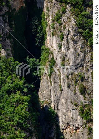 Landscape of of Lazar Canyon (Lazarev kanjon), the deepest and longest canyon in eastern Serbia, near the city of Bor 127638356