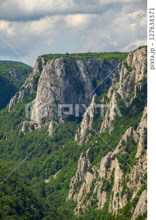 Landscape of of Lazar Canyon (Lazarev kanjon), the deepest and longest canyon in eastern Serbia, near the city of Bor 127638371
