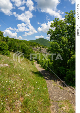 Landscape of of Lazar Canyon (Lazarev kanjon), the deepest and longest canyon in eastern Serbia, near the city of Bor 127638379