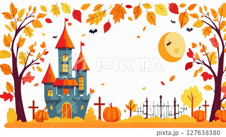 ハロウィンのかわいいお城のイラスト 127638380