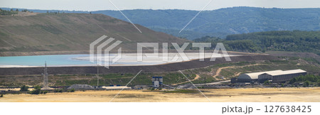 Heaps of tailings and mine dumps in Bor, Eastern Serbia, copper mine owned by Chinese mining company Zijin Mining Group Heaps of tailings and mine dumps in Bor, Eastern Serbia, copper mine owned by Chinese mining company Zijin Mining Group 127638425