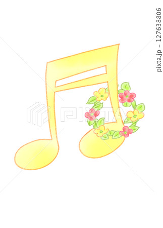 花のリングを付けた音符 花のリングを付けた音符 127638806
