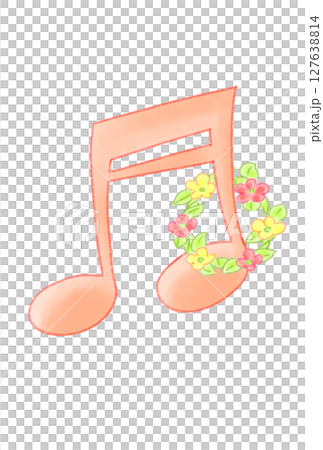 花のリングを付けた音符 花のリングを付けた音符 127638814