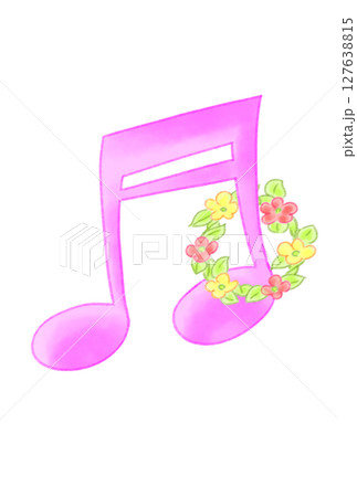 花のリングを付けた音符 花のリングを付けた音符 127638815