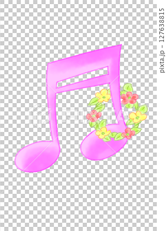 花のリングを付けた音符 花のリングを付けた音符 127638815