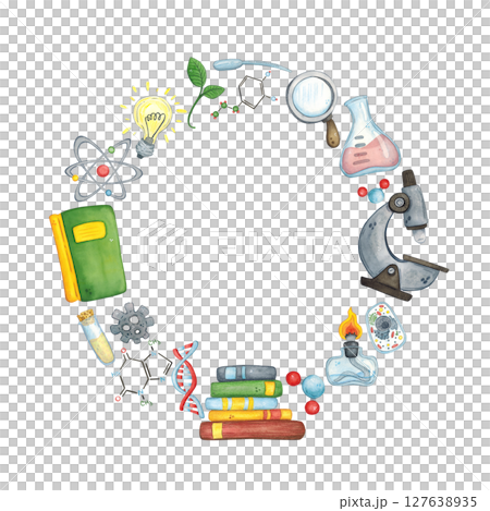 Round frame made of school laboratory...のイラスト素材 [127638935] - PIXTA