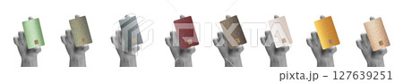 A hand holding a unique, fashionable credit card, symbolizing modern finance and electronic payments 127639251