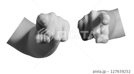 A hand with index finger pointing forward, showing direction and making a choice. Gesture for 127639252