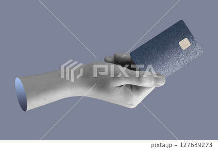 Bank card held in hand, showing credit and debit features, symbolizing modern commerce, financial Bank card held in hand, showing credit and debit features, symbolizing modern commerce, financial 127639273