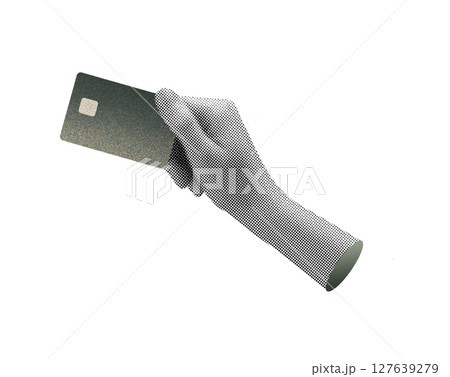 Bank card held in hand, showing credit features. Symbolizing modern payment, online commerce, and Bank card held in hand, showing credit features. Symbolizing modern payment, online commerce, and 127639279