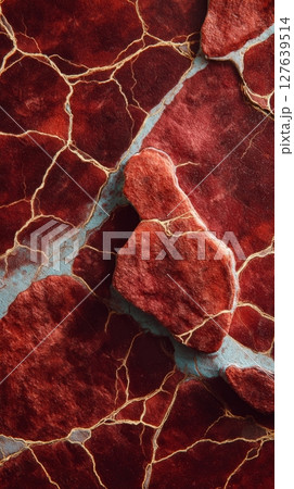 Rosso Levanto marble macro texture with deep red tones and natural vein lines 127639514