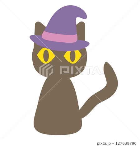 魔女の帽子を被った黒猫のイラスト 魔女の帽子を被った黒猫のイラスト 127639790