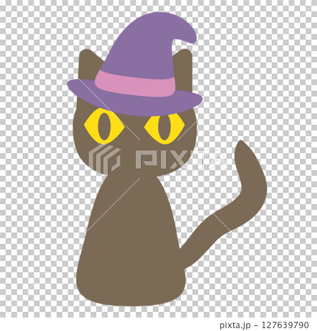 魔女の帽子を被った黒猫のイラスト 魔女の帽子を被った黒猫のイラスト 127639790