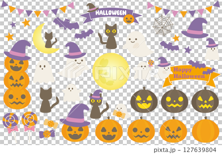 Simple and cute Halloween illustration set Simple and cute Halloween illustration set 127639804