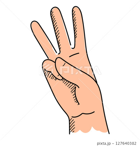 Hand showing number three vector isolated 127640382