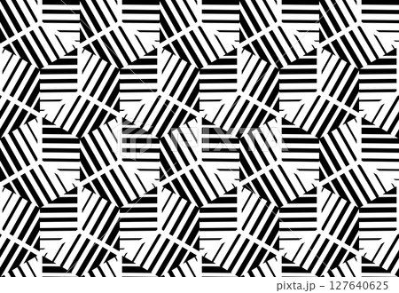 Abstract geometric pattern with stripes, lines. Seamless vector background. White and black ornament. Simple lattice graphic design. 127640625