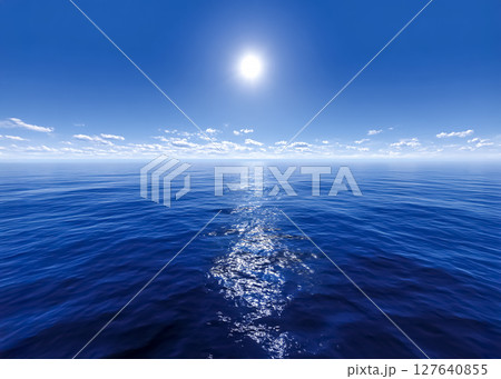 美しい南国の透き通った青い海のイラスト素材 127640855
