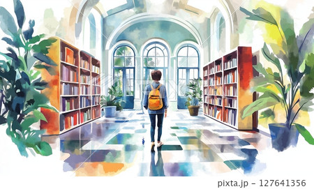 Art Institute of Chicago. Art Institute of Chicago hand drawn watercolor illustration 127641356