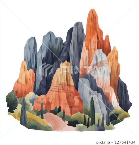 Copper Canyon. Copper Canyon hand drawn watercolor illustration Copper Canyon. Copper Canyon hand drawn watercolor illustration 127641434