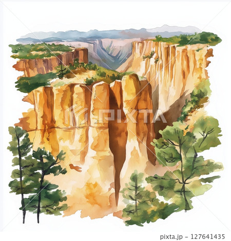 Copper Canyon. Copper Canyon hand drawn watercolor illustration Copper Canyon. Copper Canyon hand drawn watercolor illustration 127641435