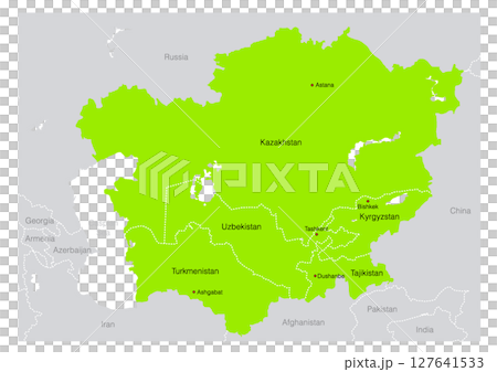 Map of Central Asia from a world map. 127641533
