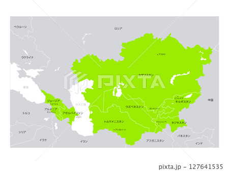 世界の地図より、中央アジアの地図　（Map of Central Asia.） 127641535