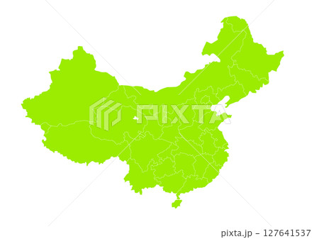 世界地図より、中国の行政区分地図　（Map of China.） 127641537