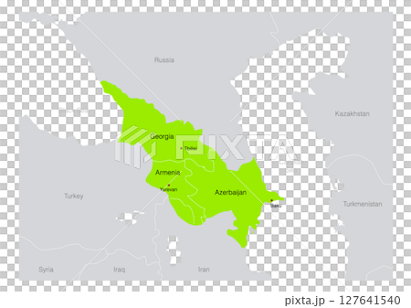 南コーカサス地方の地図　Map of Azerbaijan, Armenia, Georgia 127641540
