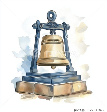 Independence Hall and Liberty Bell. Independence Hall and Liberty Bell hand drawn watercolor illustration Independence Hall and Liberty Bell. Independence Hall and Liberty Bell hand drawn watercolor illustration 127641827