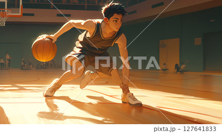 バスケの練習をする男性 127641833