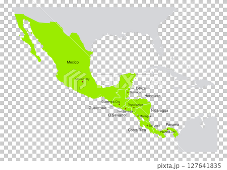 世界の地図より、中央アメリカの地図　(Map of central america.) 127641835