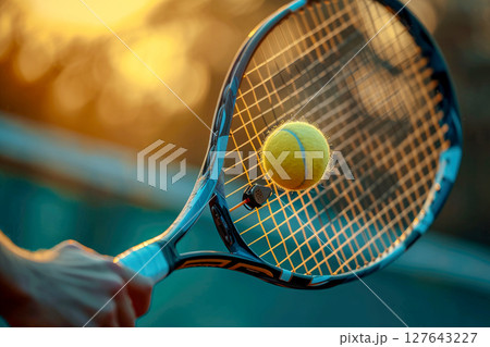 tennis hand player with racket. Generative AI 127643227