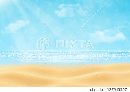 Tropical beach background with ocean 127643397