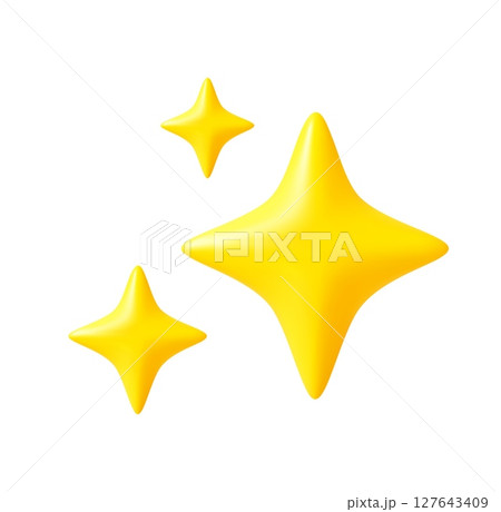 Shiny yellow sparkle icons in 3D style 127643409