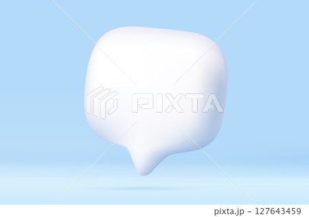 3d Blank white speech bubble pin. 127643459