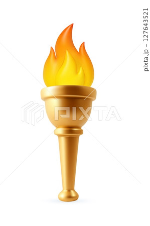 3d Burning torch icon symbolizing victory and power. 127643521