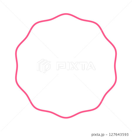 Pink vintage round curly frame, wavy ribbon border coquette style, line art for greeting card, aesthetic vector design Pink vintage round curly frame, wavy ribbon border coquette style, line art for greeting card, aesthetic vector design 127643593