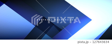White and blue modern abstract wide banner with geometric shapes. Dark blue and white 3D abstract background. White and blue modern abstract wide banner with geometric shapes. Dark blue and white 3D abstract background. 127643634