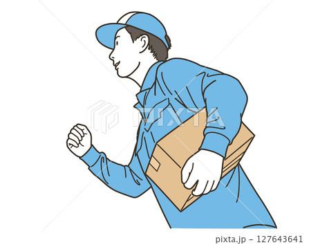 段ボールに入った荷物を運ぶ配達スタッフ 127643641