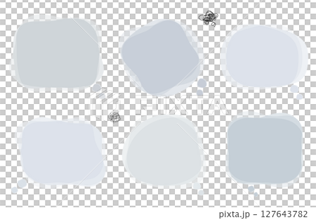 悩みや不満、悲しい気持ちを表現する吹き出しセット。モヤモヤした気持ちを表すフレーム。 127643782