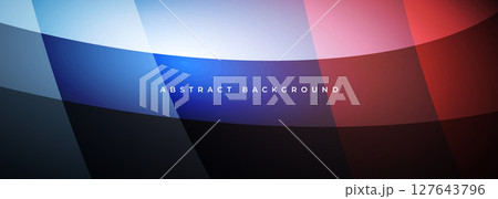 Blue and red modern abstract wide banner with curve shapes. 127643796