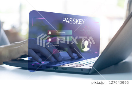 concept of using Passkey instead of a code set for maximum security Biometric Lock 127643996