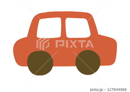 シンプルでかわいい赤い車のイラスト 127644066