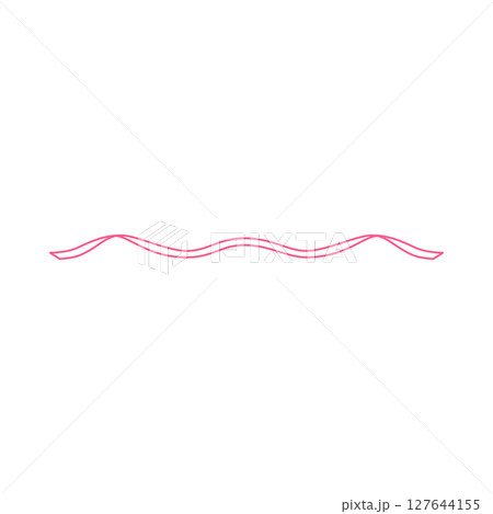 Vintage pink tape, curly line frame, wavy stripe border, coquette style line art for romantic design, divider decoration 127644155